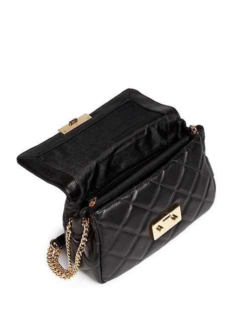 michael kors small black sloan quilted shoulder bag|Kors sloan editor.